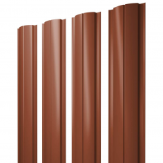 Штакетник Полукруглый Slim с прямым резом 0,5 PurLite Matt RAL 8004 терракота