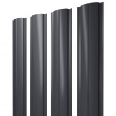 Штакетник Полукруглый Slim с прямым резом 0,5 PE RAL 7024 мокрый асфальт